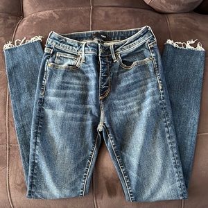 Aqua Womens Skinny Denim Frayed Hem Skinny Jeans